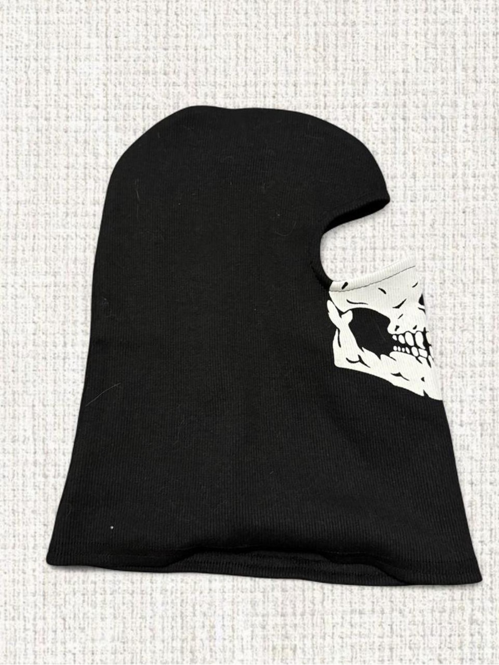 Black skull face balaclava/ski mask with white skeleton graphic